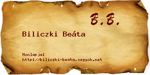 Biliczki Beáta névjegykártya